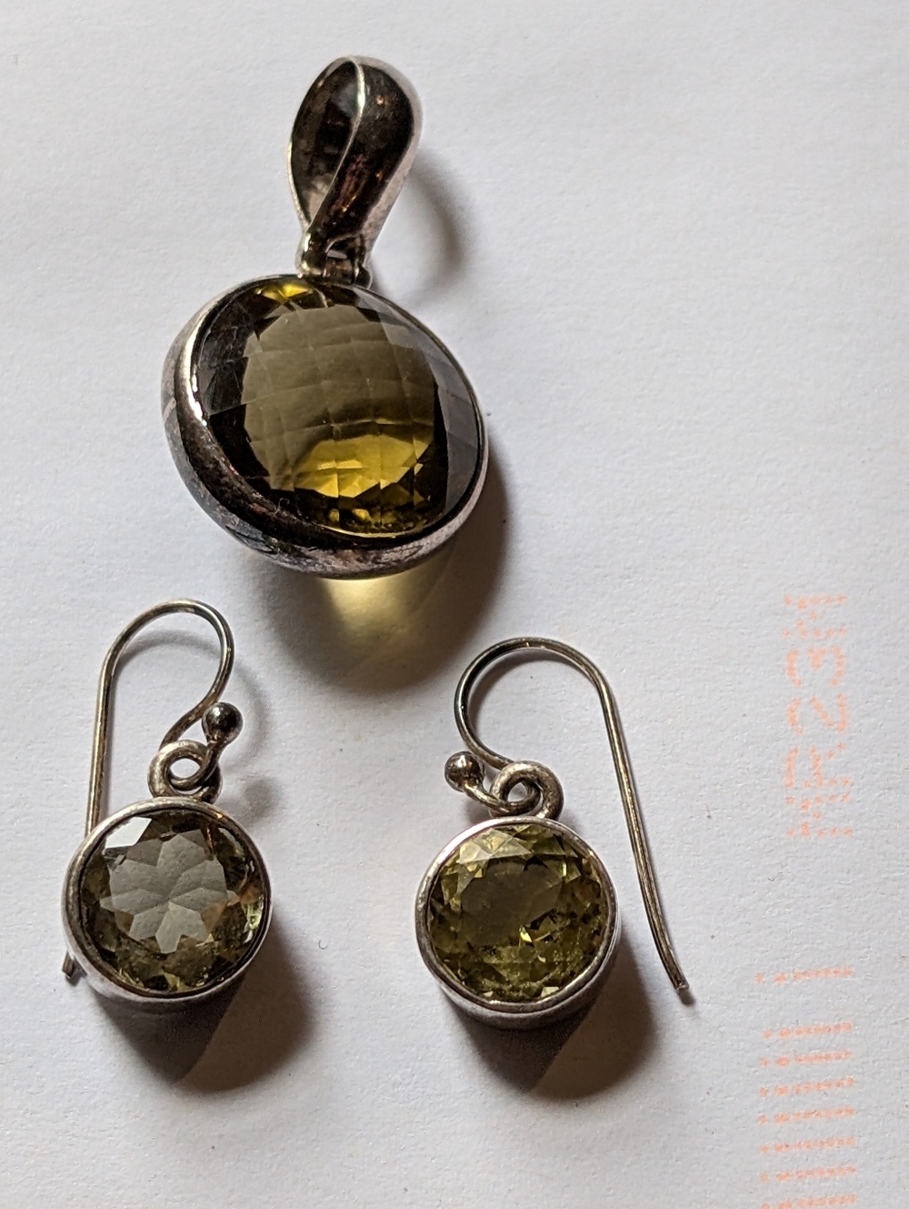 Handcrafted 925 Sterling Silver Jewelry Set – Lemon Quartz Look Faceted Gems